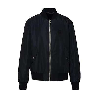 Balmain Solid Stand Collar Zip-Up Jacket in Blue BH0TF445-XG49-6AE