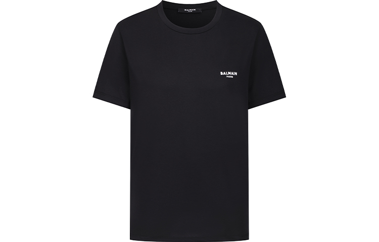 BALMAIN SS21 Black Letter Print Crew Neck Casual T-Shirt Men’s VH1EF000-B069-EAB