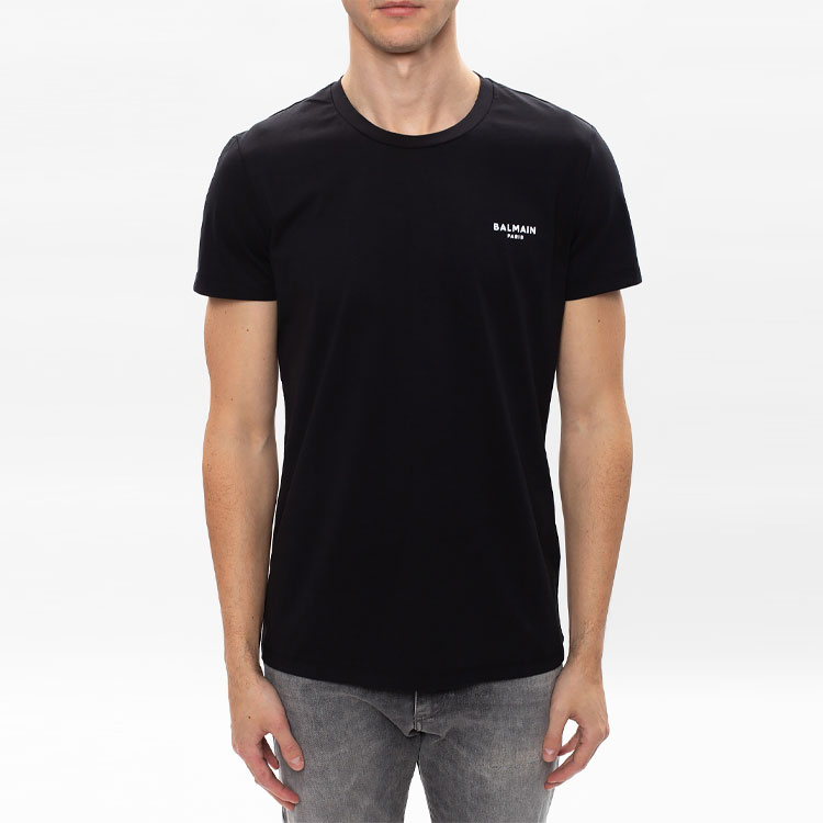 BALMAIN SS21 Black Letter Print Crew Neck Casual T-Shirt Men’s VH1EF000-B069-EAB 圖 5