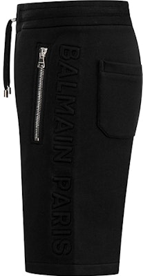 발망 SS21 블랙 솔리드 코튼 드로스트링 쇼츠 캐주얼웨어. VH0OA000-B072-0PA Shop 발망 SS21 블랙 솔리드 코튼 드로스트링 쇼츠 캐주얼웨어. VH0OA000-B072-0PA