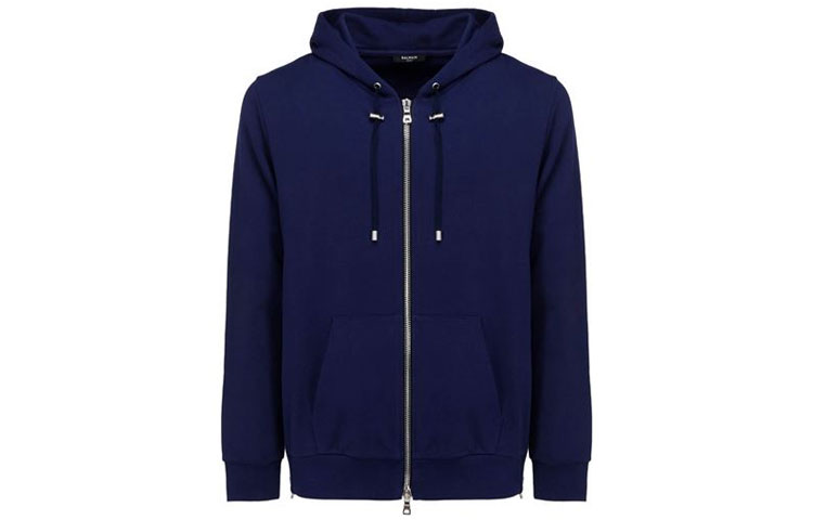 Balmain SS21 Blue Lettered Back Hoodie Jacket Edition VH1JR010-B027-6UT