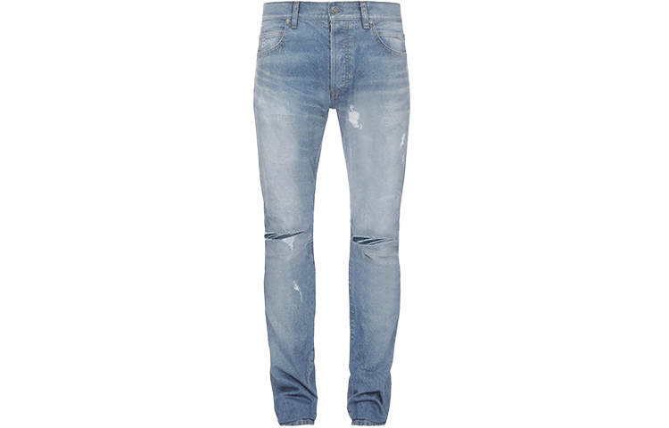 BALMAIN SS21 Distressed Casual Cotton Denim Jeans Blue. VH1MG000006D-6AA