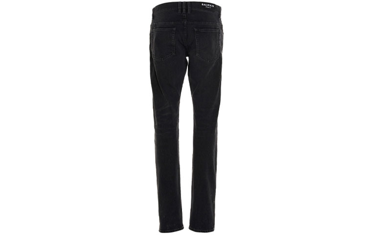 Lookbook 발망 SS21 디스트레스드 솔리드 블랙 데님 진. VH1MG000-099D-0PA