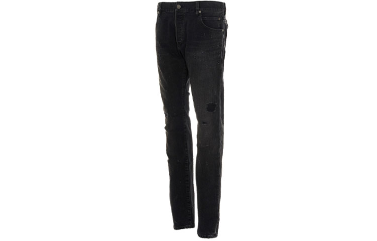 Shop 발망 SS21 디스트레스드 솔리드 블랙 데님 진. VH1MG000-099D-0PA