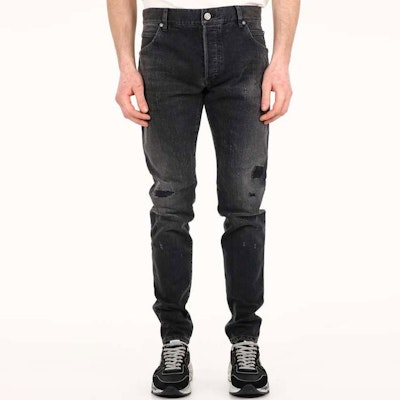 발망 SS21 디스트레스드 솔리드 블랙 데님 진. VH1MG000-099D-0PA Purchase 발망 SS21 디스트레스드 솔리드 블랙 데님 진. VH1MG000-099D-0PA