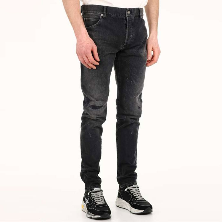 Cheap 발망 SS21 디스트레스드 솔리드 블랙 데님 진. VH1MG000-099D-0PA
