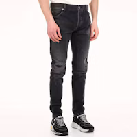 Cheap BALMAIN SS21 仿舊風黑色牛仔長褲. VH1MG000-099D-0PA