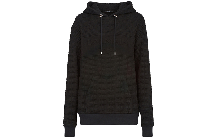 Balmain SS21 Jacquard Long Sleeve Sweatshirt Men Black WH1JT047J296