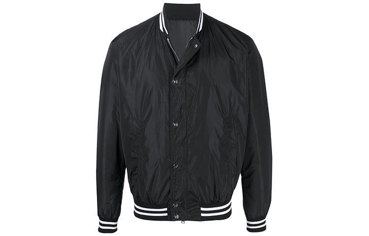 Balmain SS21 Logo Letter Pattern Bomber Jacket Black Style VH0TF002-X137-0PA