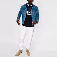 Lookbook BALMAIN SS21 寬鬆字母圖案針織毛衣 海軍藍款式 WH1KD000-K027-SAJ