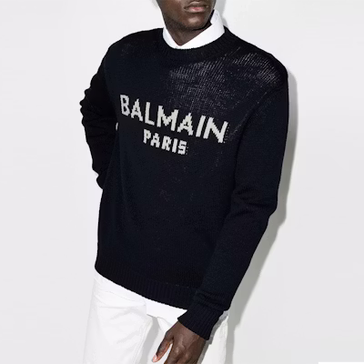 巴尔曼SS21宽松字母图案针织毛衣海军蓝. WH1KD000-K027-SAJ Purchase 巴尔曼SS21宽松字母图案针织毛衣海军蓝. WH1KD000-K027-SAJ