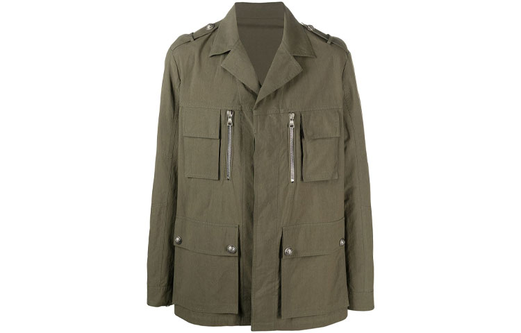 Balmain SS21 Multi-Pocket Utility Jacket Green VH1TE008C188-7UA
