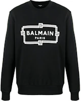 Balmain SS21 Rectangular Logo Crewneck Sweatshirt Black VH0JQ040-G066-EAB Balmain SS21 Rectangular Logo Crewneck Sweatshirt Black VH0JQ040-G066-EAB