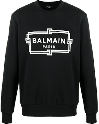 Balmain SS21 Rectangular Logo Crewneck Sweatshirt Black VH0JQ040-G066-EAB Buy Balmain SS21 Rectangular Logo Crewneck Sweatshirt Black VH0JQ040-G066-EAB