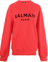 Balmain SS21 Red Pullover Sweatshirt with Logo Print for Men VH1JQ005-B042-3KF Balmain SS21 Red Pullover Sweatshirt with Logo Print for Men VH1JQ005-B042-3KF