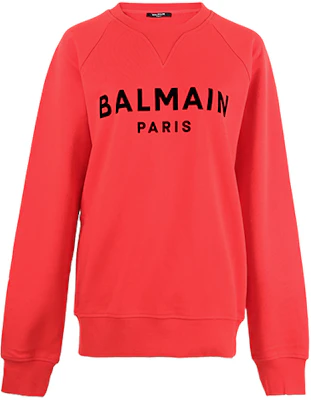 Balmain SS21 Red Pullover Sweatshirt with Logo Print for Men VH1JQ005-B042-3KF Buy Balmain SS21 Red Pullover Sweatshirt with Logo Print for Men VH1JQ005-B042-3KF