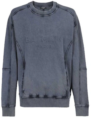 Balmain SS21 Solid Color Letter Long Sleeve Sweatshirt Blue VH0JS010-B003-6UB Buy Balmain SS21 Solid Color Letter Long Sleeve Sweatshirt Blue VH0JS010-B003-6UB