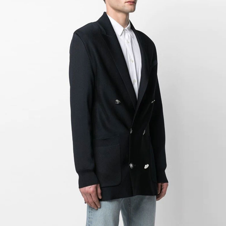 Details for 巴尔曼 SS21 纯色双排扣针织西装外套 VH0TH055K005-6UB