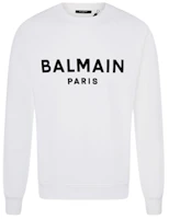 Balmain SS21 White Cotton Letter Graphic Long-Sleeve Sweatshirt Mens VH1JQ005B042-0FA Balmain SS21 White Cotton Letter Graphic Long-Sleeve Sweatshirt Mens VH1JQ005B042-0FA