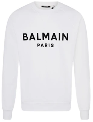 Balmain SS21 White Cotton Letter Graphic Long-Sleeve Sweatshirt Mens VH1JQ005B042-0FA Buy Balmain SS21 White Cotton Letter Graphic Long-Sleeve Sweatshirt Mens VH1JQ005B042-0FA