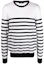 Buy 巴尔曼 SS21 白色条纹logo图案长袖套头毛衣 WH1KD000K032-GAB