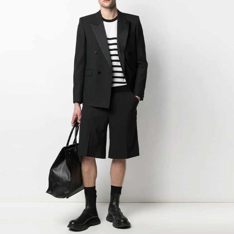 Lookbook 巴尔曼 SS21 白色条纹logo图案长袖套头毛衣 WH1KD000K032-GAB