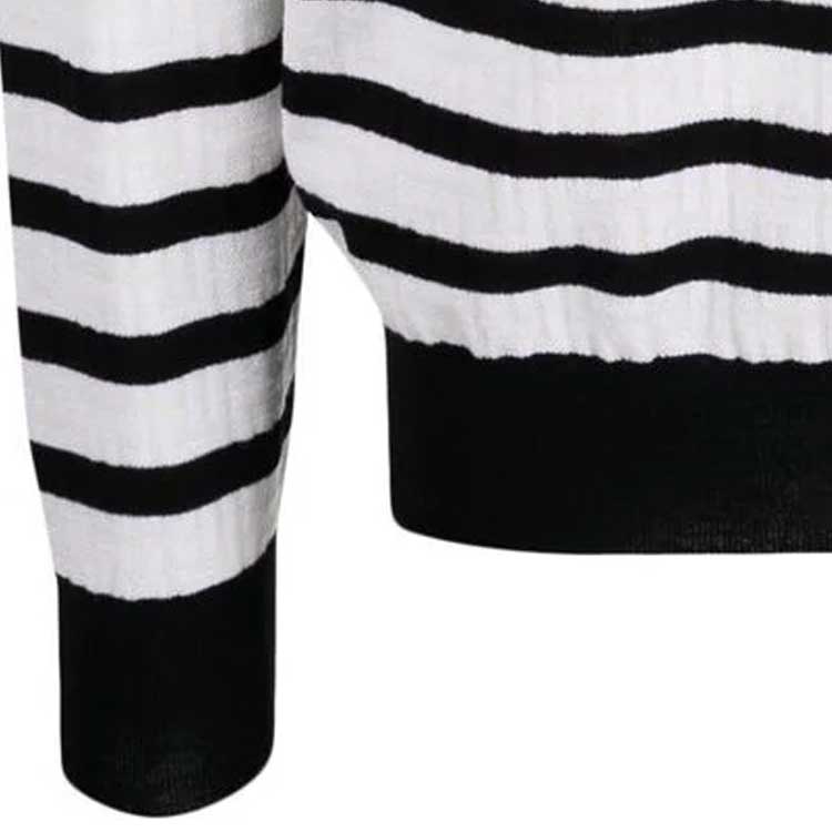 Sizing 巴尔曼 SS21 白色条纹logo图案长袖套头毛衣 WH1KD000K032-GAB