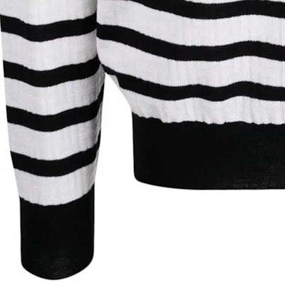 巴尔曼 SS21 白色条纹logo图案长袖套头毛衣 WH1KD000K032-GAB Sizing 巴尔曼 SS21 白色条纹logo图案长袖套头毛衣 WH1KD000K032-GAB