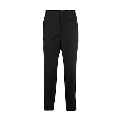 BALMAIN SS22 Black Ankle-Length Tailored Casual Pants. XH0PM031WB120PA