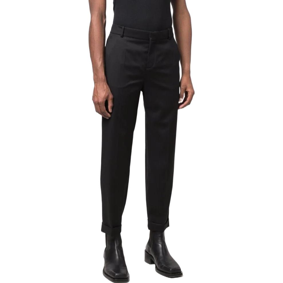 Shop BALMAIN SS22 黑色及踝修身休閒長褲 XH0PM031WB120PA