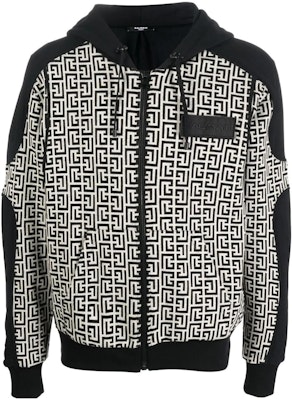 BALMAIN SS22 Black Logo Print Zip-Up Jacket Sweatshirt YH1JX001JB22GFE Order BALMAIN SS22 Black Logo Print Zip-Up Jacket Sweatshirt YH1JX001JB22GFE