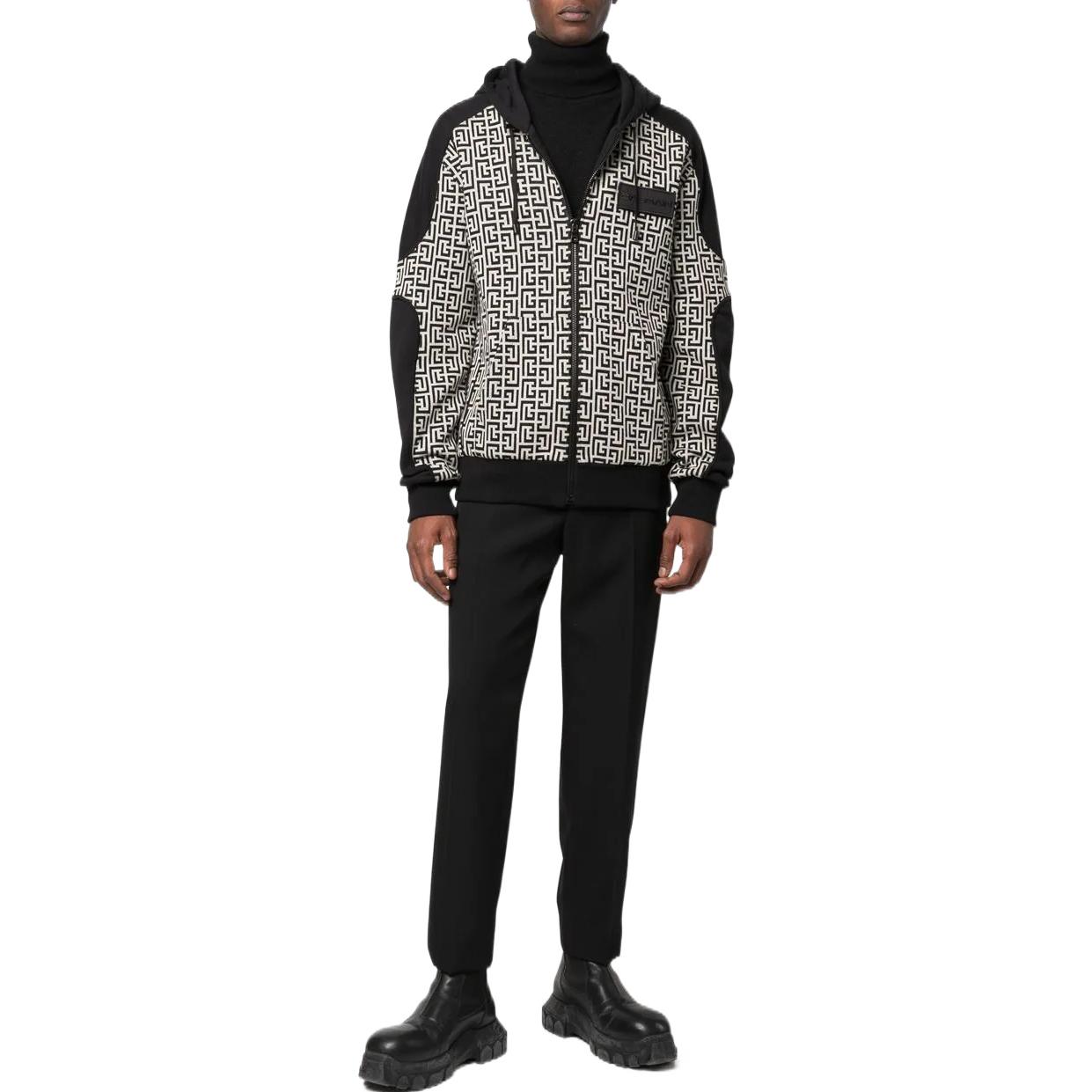 Lookbook BALMAIN SS22  Black Logo Print Zip-Up Jacket Sweatshirt YH1JX001JB22GFE