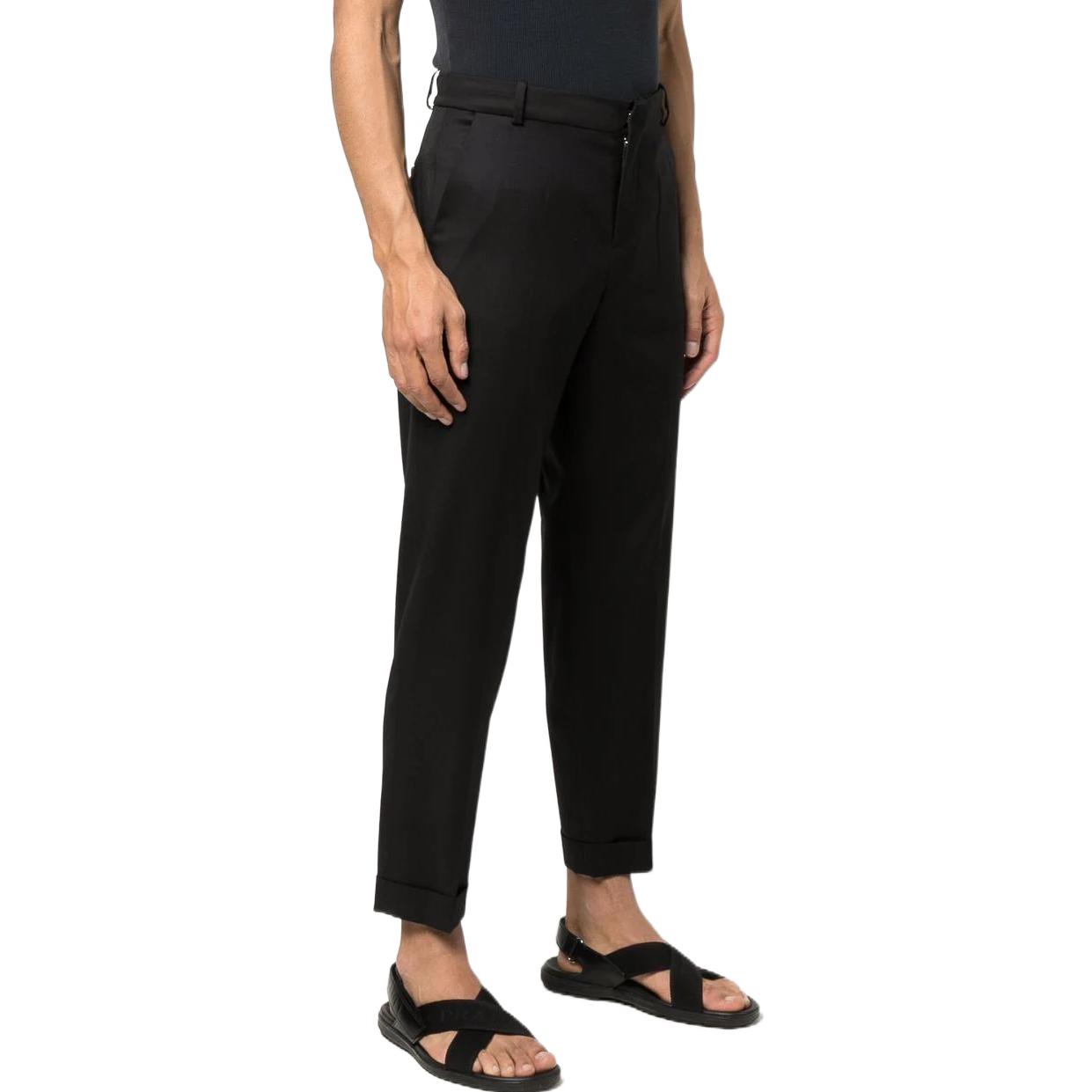 Purchase 巴尔曼 SS22 黑色修身裁剪长裤，带标志压纹纽扣 XH1PM030WB120PA