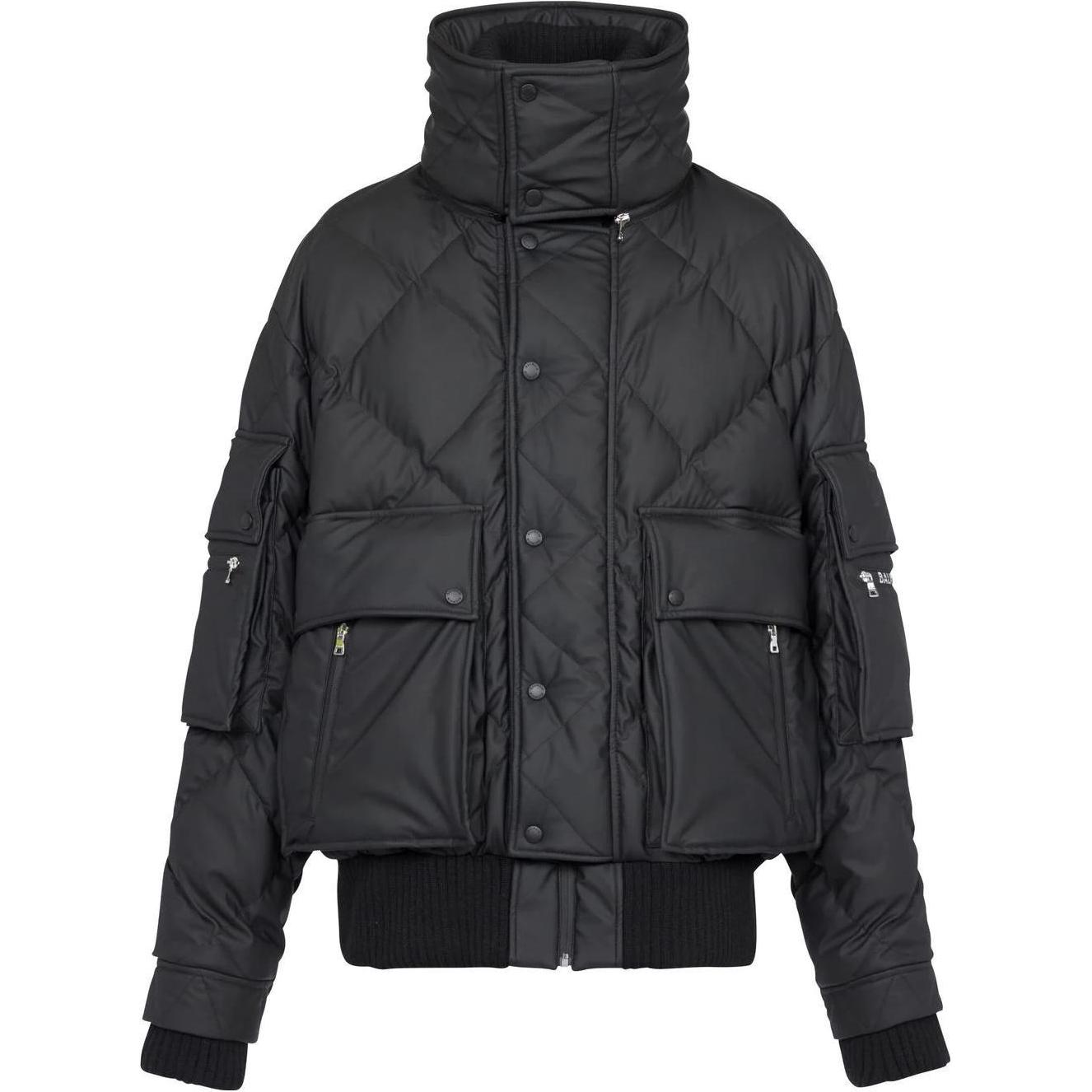 BALMAIN SS22  Black Solid Zip-Up Padded Jacket YH1TP065XC030PA