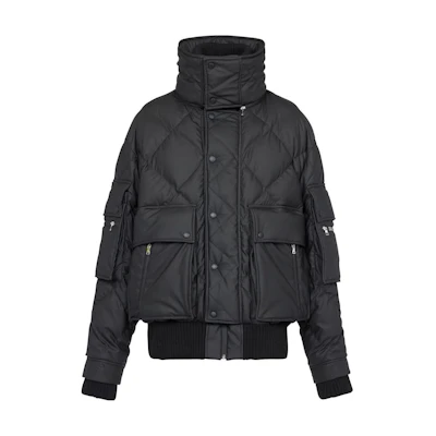 BALMAIN SS22 Black Solid Zip-Up Padded Jacket YH1TP065XC030PA