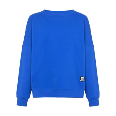 BALMAIN SS22 Blue Cotton Crewneck Sweatshirt. YH1JS047BB16SDZ