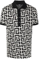 BALMAIN SS22 Classic Logo All-Over Print Black Polo Shirt XH1GB000JB70-GFE BALMAIN SS22 Classic Logo All-Over Print Black Polo Shirt XH1GB000JB70-GFE