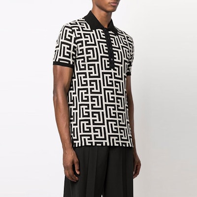 巴尔曼SS22经典logo满版印花黑色POLO衫 XH1GB000JB70-GFE Shop 巴尔曼SS22经典logo满版印花黑色POLO衫 XH1GB000JB70-GFE