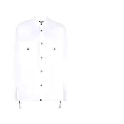 BALMAIN SS22 Long-Sleeve Shirt with Elastic Hem White. YH1HD000CC39GAB