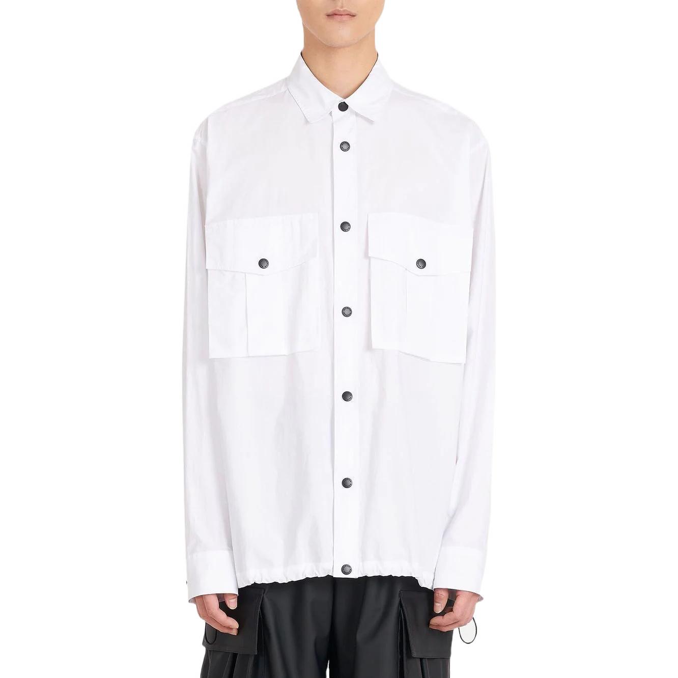 Purchase BALMAIN SS22  Long-Sleeve Shirt with Elastic Hem White. YH1HD000CC39GAB