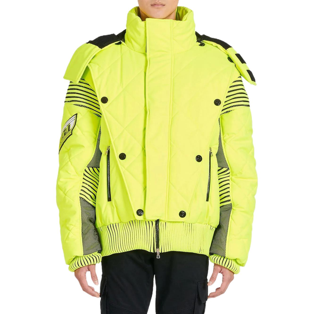 Purchase バルマン SS22 ネオングリーン ロゴ キルティング フーディ ジャケット YH1TP070XD001KB