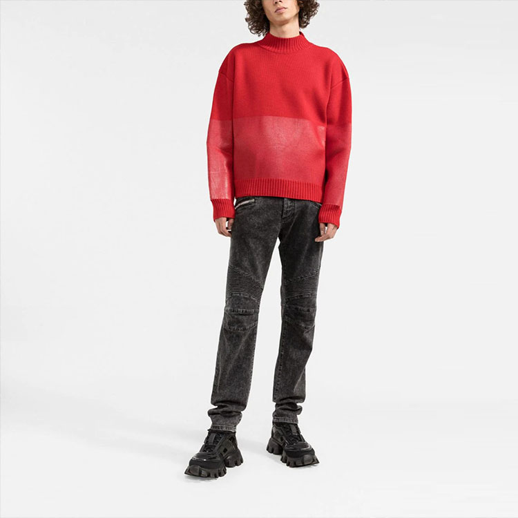 Lookbook 발망 SS22 립드 테이퍼드 그레이 데님 진 XH1MH006DB67-0PC