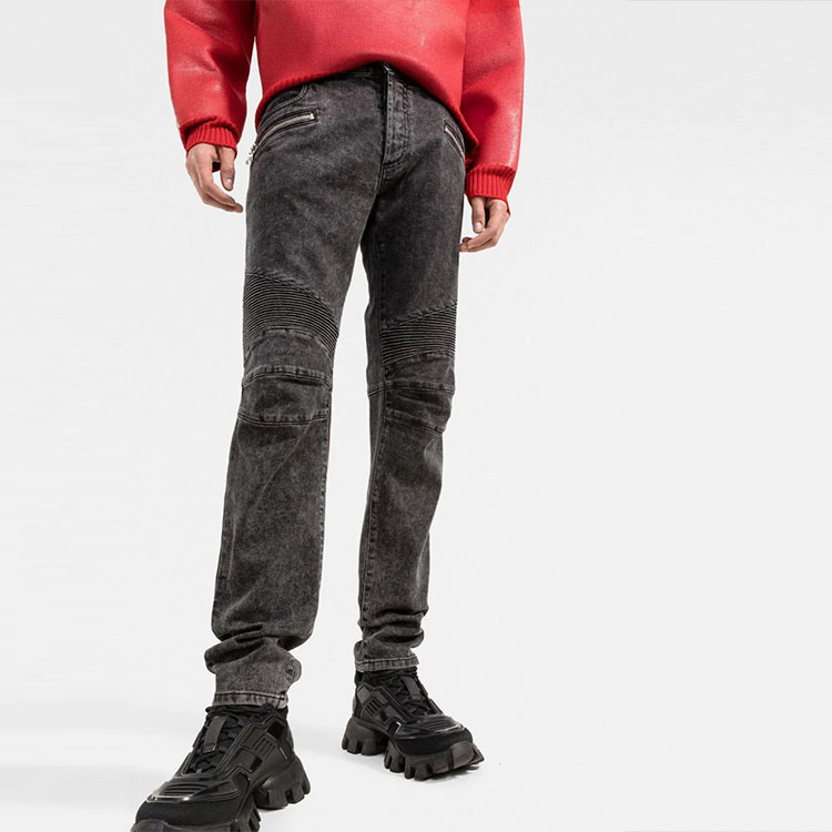 Purchase 발망 SS22 립드 테이퍼드 그레이 데님 진 XH1MH006DB67-0PC