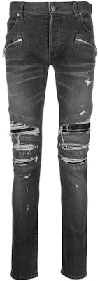 BALMAIN SS22 Slim Fit Jeans Hitam Distressed XH1MG010-DB75-0PC Buy BALMAIN SS22 Slim Fit Jeans Hitam Distressed XH1MG010-DB75-0PC