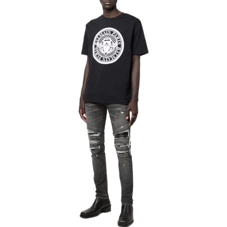 Lookbook BALMAIN SS22 Slim Fit Jeans Hitam Distressed XH1MG010-DB75-0PC