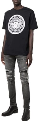 BALMAIN SS22 Slim Fit Jeans Hitam Distressed XH1MG010-DB75-0PC Lookbook BALMAIN SS22 Slim Fit Jeans Hitam Distressed XH1MG010-DB75-0PC