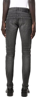 BALMAIN SS22 Slim Fit Jeans Hitam Distressed XH1MG010-DB75-0PC Shop BALMAIN SS22 Slim Fit Jeans Hitam Distressed XH1MG010-DB75-0PC