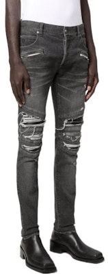 BALMAIN SS22 Slim Fit Jeans Hitam Distressed XH1MG010-DB75-0PC Purchase BALMAIN SS22 Slim Fit Jeans Hitam Distressed XH1MG010-DB75-0PC