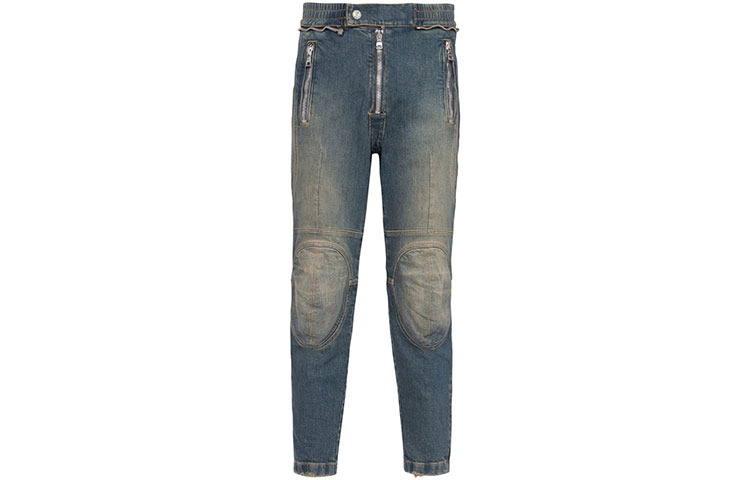 Balmain SS22  Two-Tone Skinny Jeans with Elastic Waistband - Blue YH1MI013DC396FC