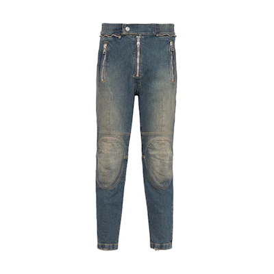 Balmain SS22 Two-Tone Skinny Jeans with Elastic Waistband - Blue YH1MI013DC396FC